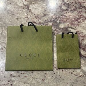Gucci Beauty Olive Gift Bags with Black Handles